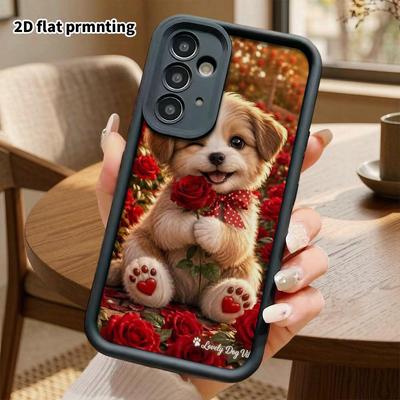 Phone Case: 2D Flat Samsung Galaxy A34 A35 M05 M06 S20 S22 S21 FE Plus 5G Step Protection Case, Cute Puppy, Christmas and Halloween Gift