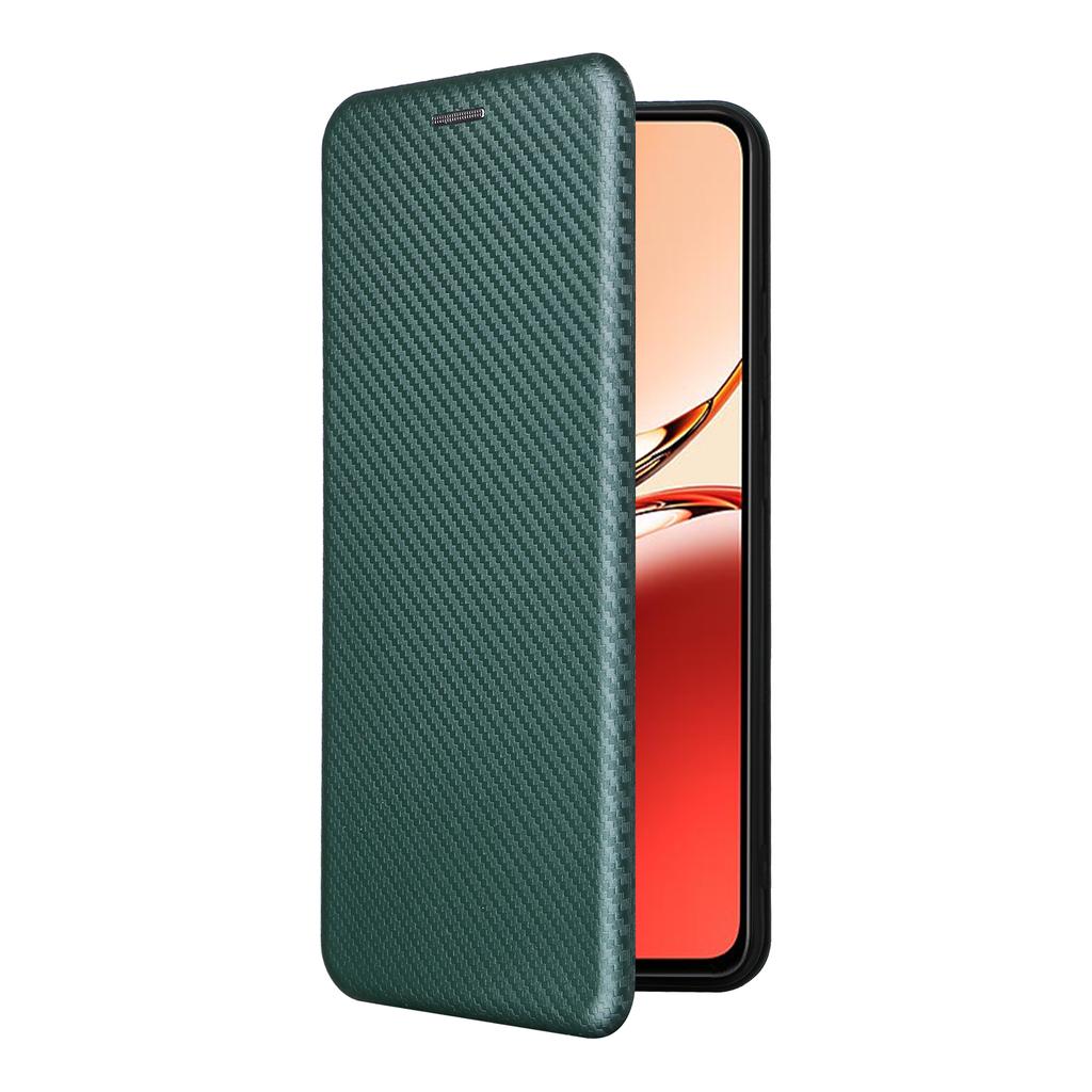 For Oppo Reno12 F 5G Case Carbon Fiber Texture Leather Phone Cover with Card Slot