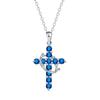 Multi-Color Birthstone Diamond Cross Necklace - Retro Religious Clavicle Pendant Gift