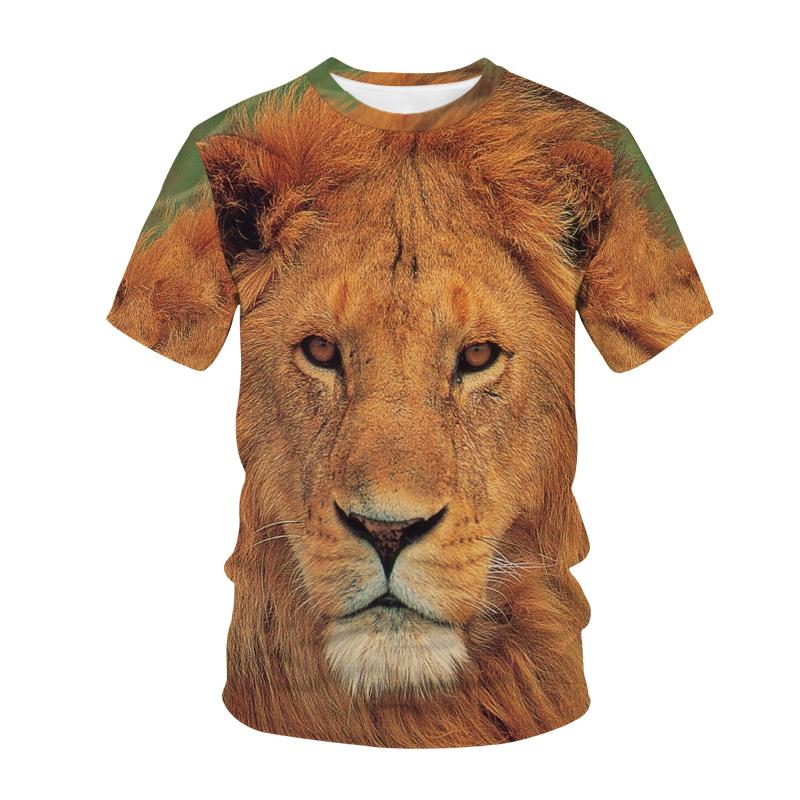 

Футболка Summer Lion Tiger с принтом животных в 3D-стиле для мужчин и женщин, модные футболки с круглым вырезом, мужской топ 6XL