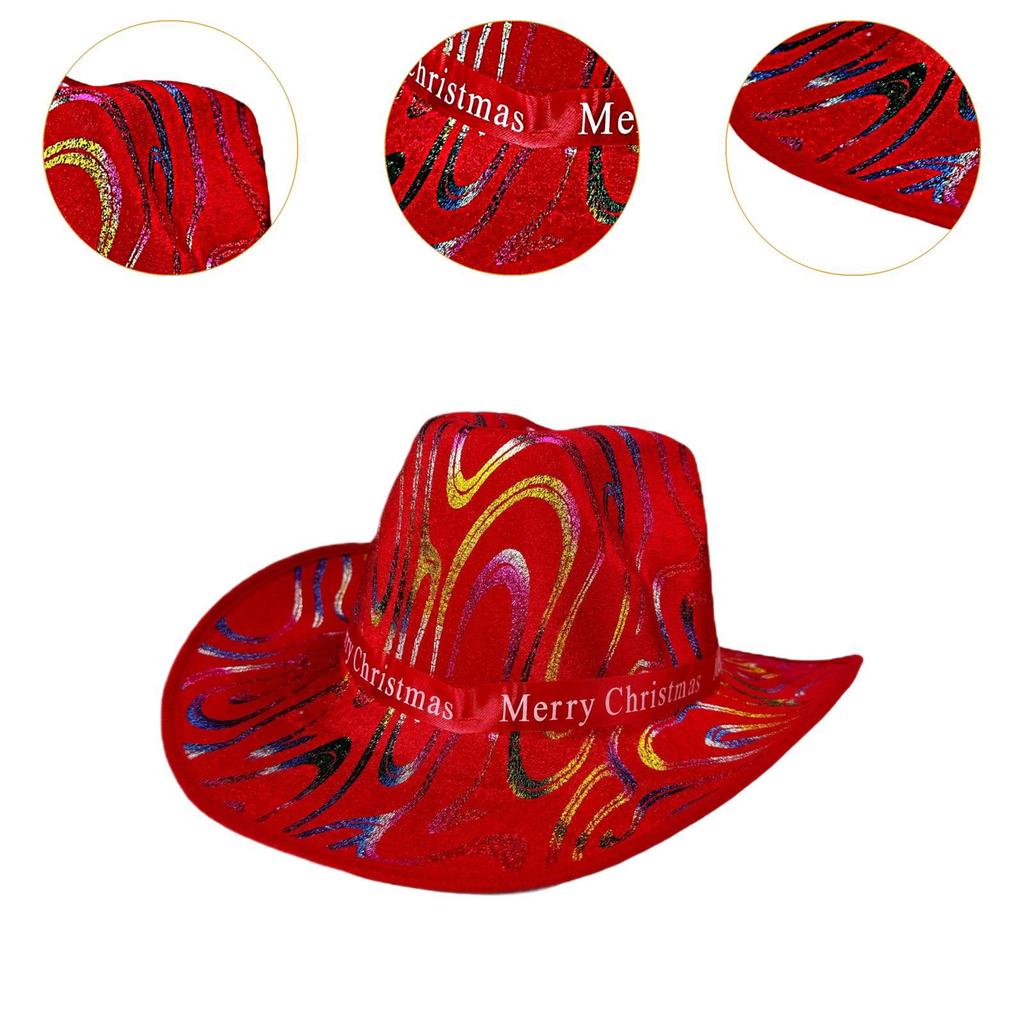 Christmas Cowboy Hat Fashion Casual Christmas Hat for Festivals Prop Cosplay