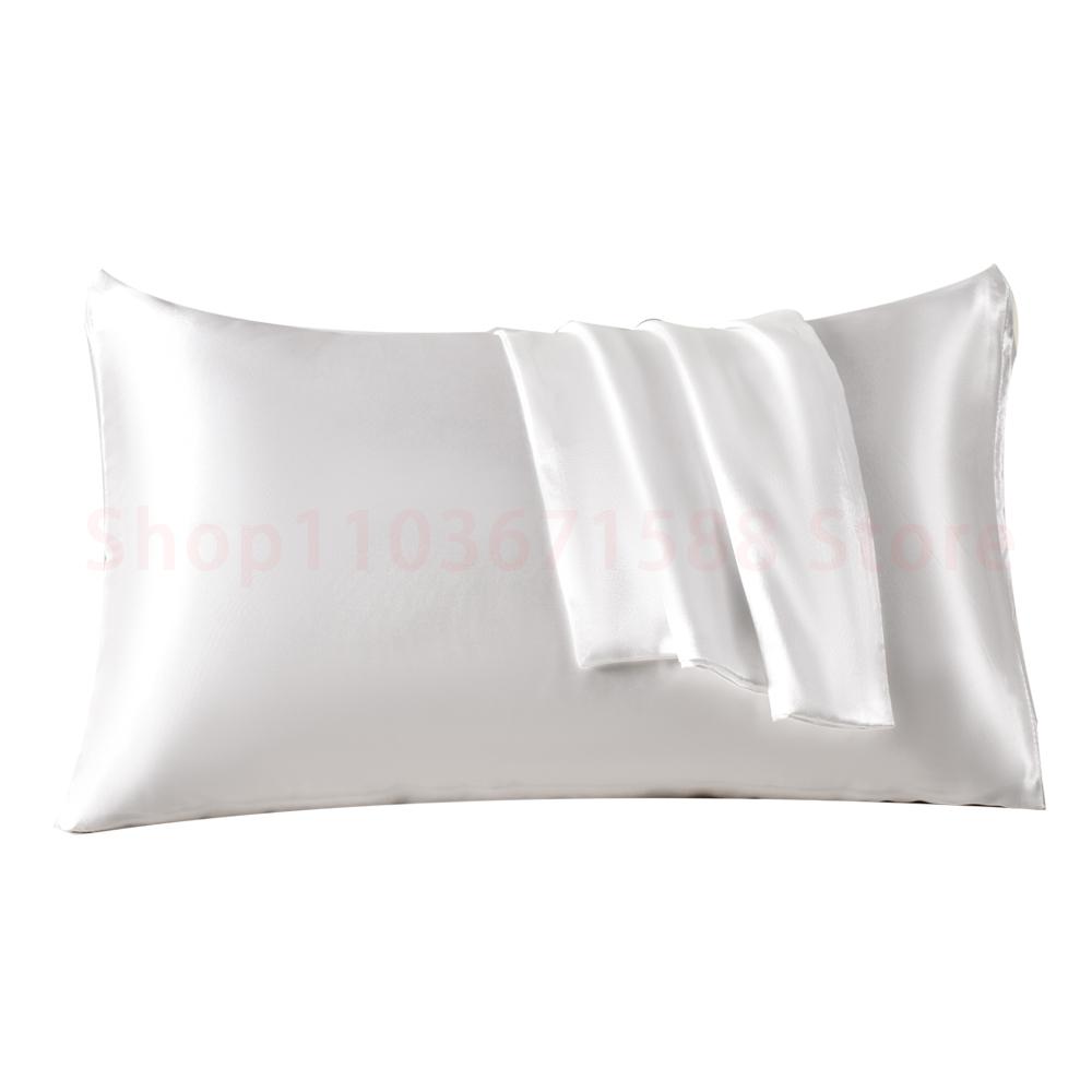 1pc Satin Pillowcase Breathable Soft Envelope Closure Satin Pillow Cases Solid Color Bedding Accessories Smooth Pillow Covers