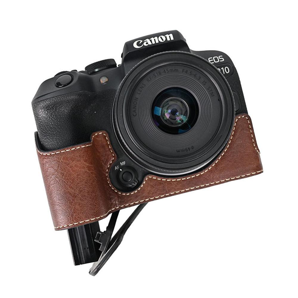 R10 Skóra Litchi PU Skóra Półetui na Aparat do Canon EOS R10 Dolny Otwór Magnetyczne Pokrycie