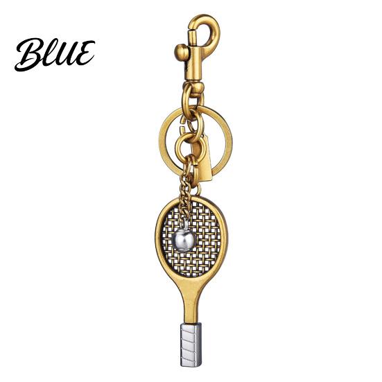 Tennis Keychain Pendant Sports Style Mini Racket Ball Engraved Design