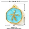 3pcs/Lot Stainless Steel Enamel Starfish Round DIY Charms Palm Tree Fishtail Necklace Pendants Woman Summer Holiday Jewelry
