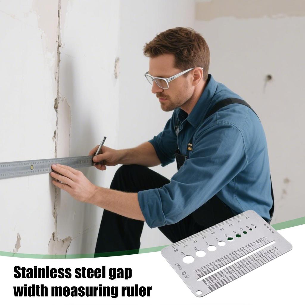 Stainless Steel Bolt Screw Gauge Card Portable Crack Width Ruler Tools for Pros 0.1-1.7mm Metric Gap Width Measuring Ruler
