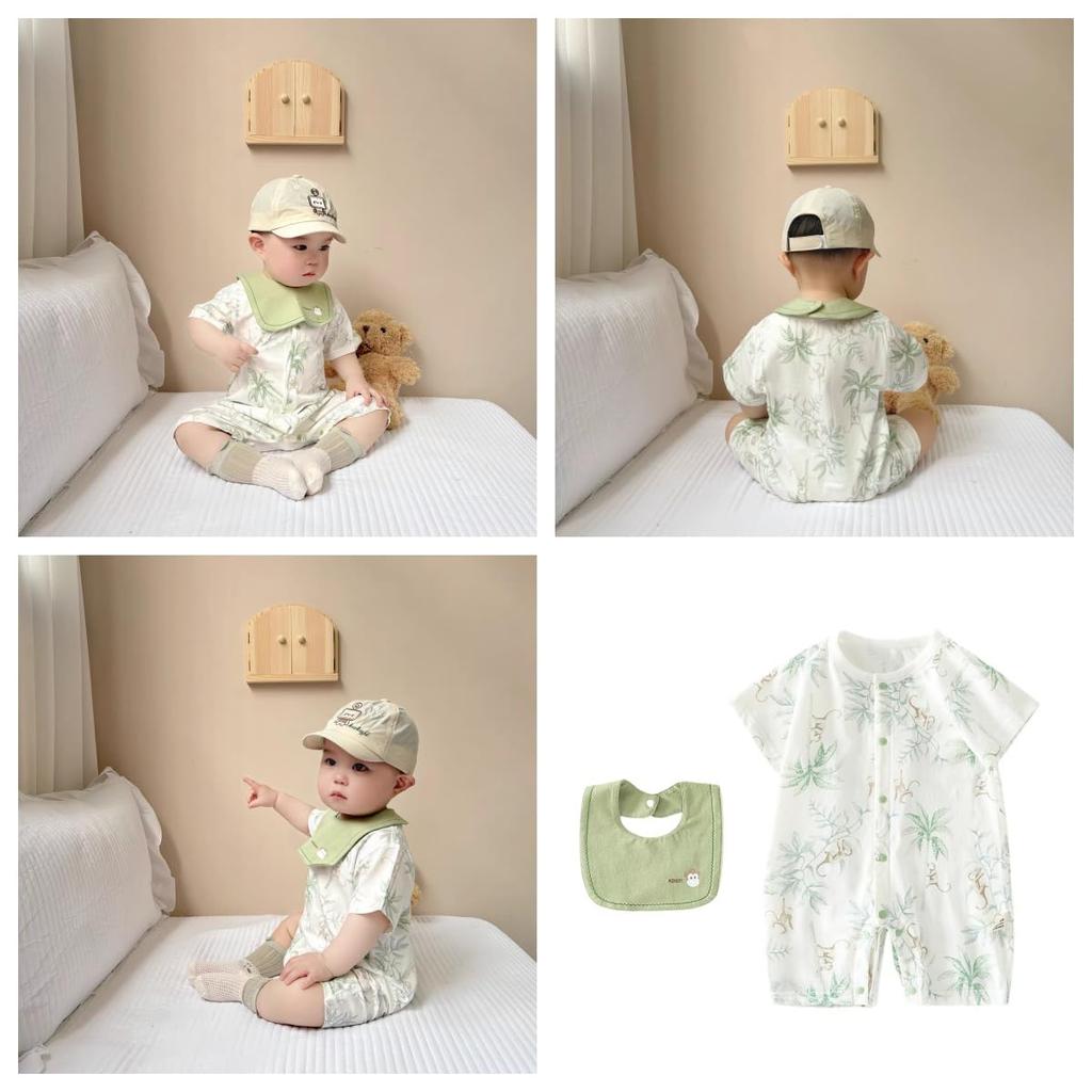 Babykleidung für Mädchen und Kurzarm-Strampler-Overall mit coolem Baby-Aufdruck vorne, Neugeborenen-Süßes Tier Schmetterling 80 [YIN OON] Jungen, Lätzchen, Dünn, Baumwolle,