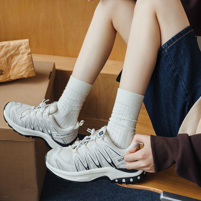 Direct Sales Mekki Basic Base Solid Color Vertical Stacking Socks Striped Cotton Socks
