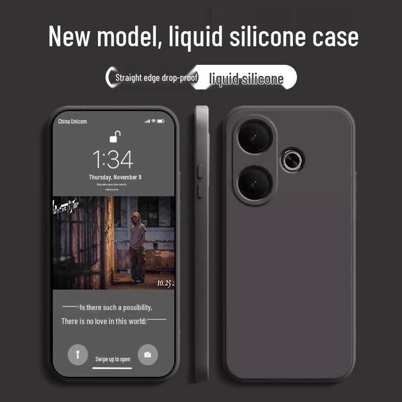 

Redmi Turbo3 Straight Edge Silicone Phone Case - Protective Liquid Silicone Cover Ivory White [case only]