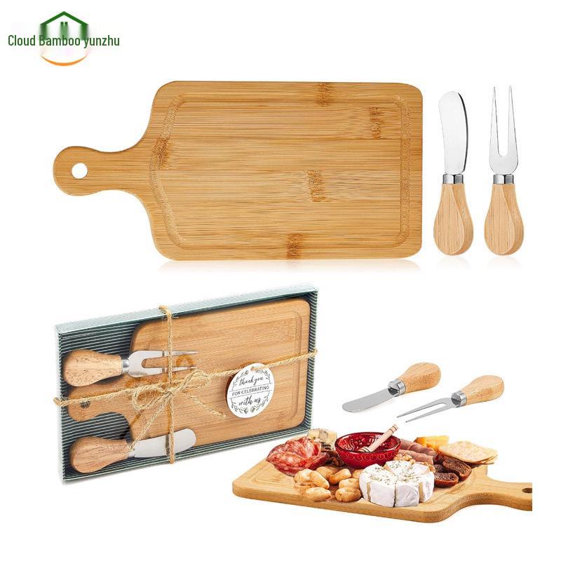 Gift Box Bamboo Mini Cutting Board & Cheese Knife Set for Baptism, Wedding, Birthday, or Banquet