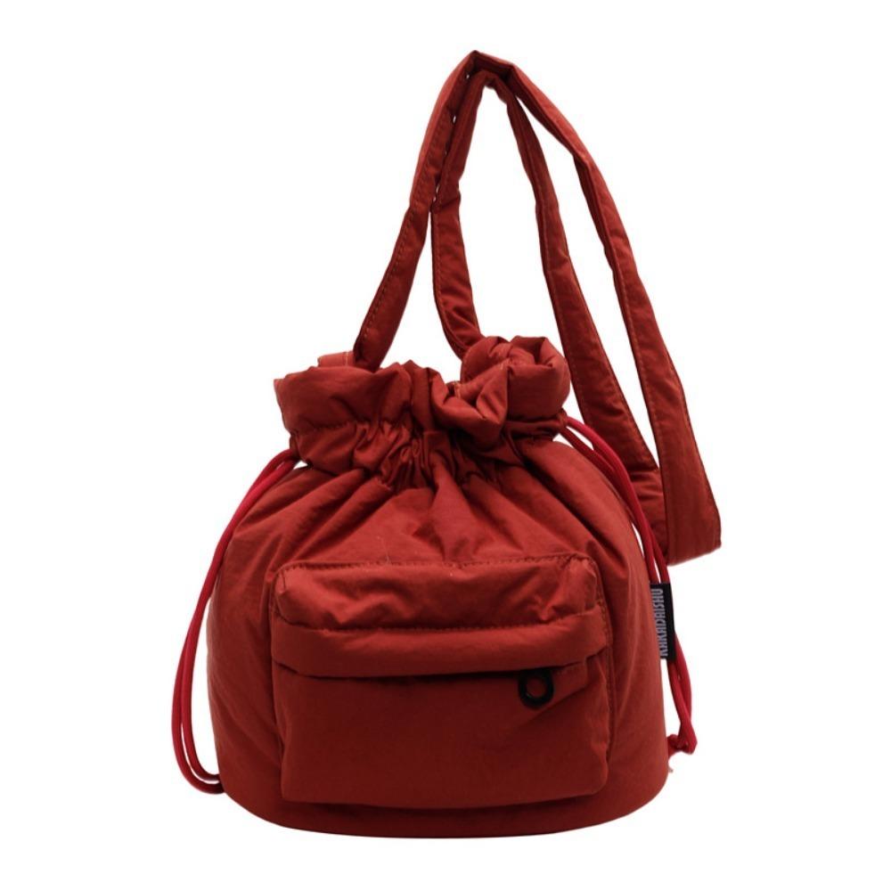 Simple Drawstring Bag Commute Nylon Handbag Portable Shoulder Bag  Outdoor