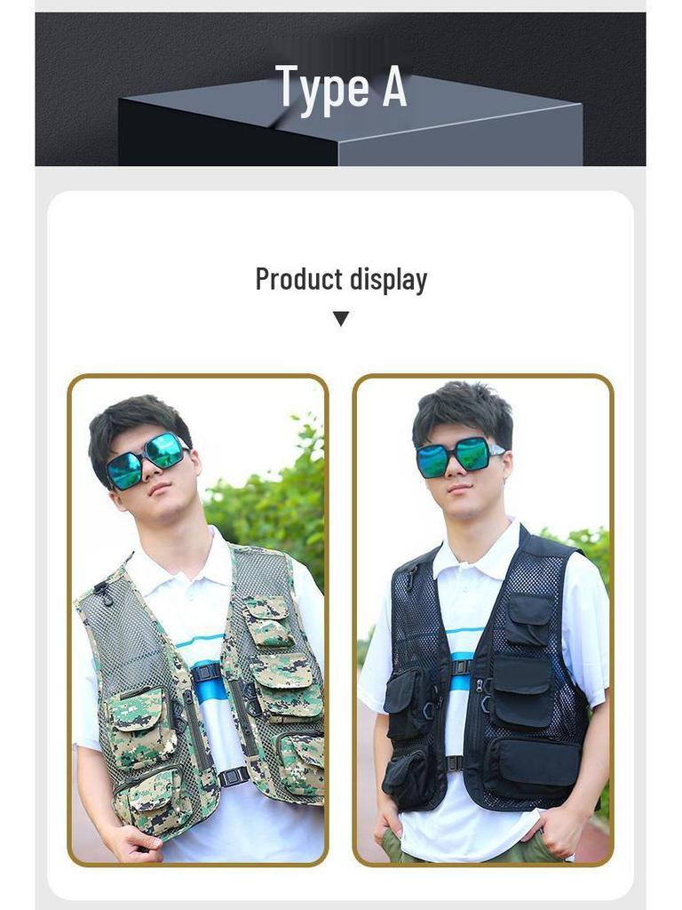 Men's Breathable Multi-Pocket Workwear Vest - Customizable Logo for Outdoor Volunteers