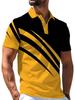 [Print Design - Not Textured] Men'S Outdoor Short Sleeve Polo Shirt, Multi-Size Available, Men'S Collared Polo, Yellow Black Contrast Print Men'S Top,