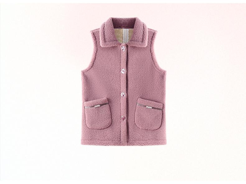 Autumn/Winter Women's Fleece Vest with Turn-Down Collar for Middle-Aged & Elderly
