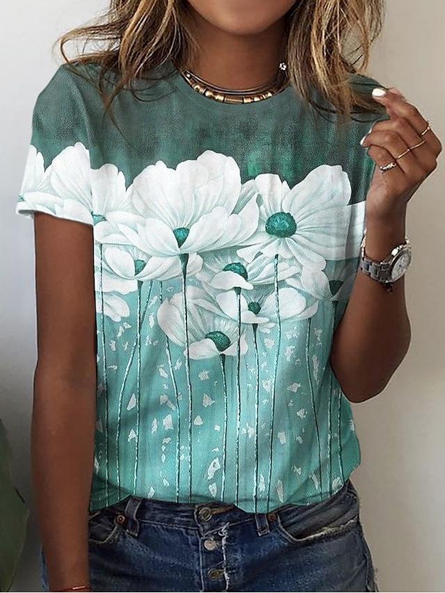 Women's T-shirt Floral Print 3D Digital Print New Women's T-shirt 3211 EMA