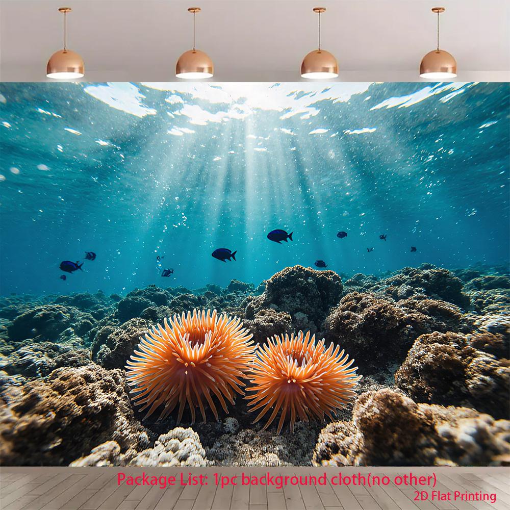 2D plane, underwater luminescent coral reef, an ideal choice for birthday celebration and decorations, polyester fiber (as the picture,100x150cm)