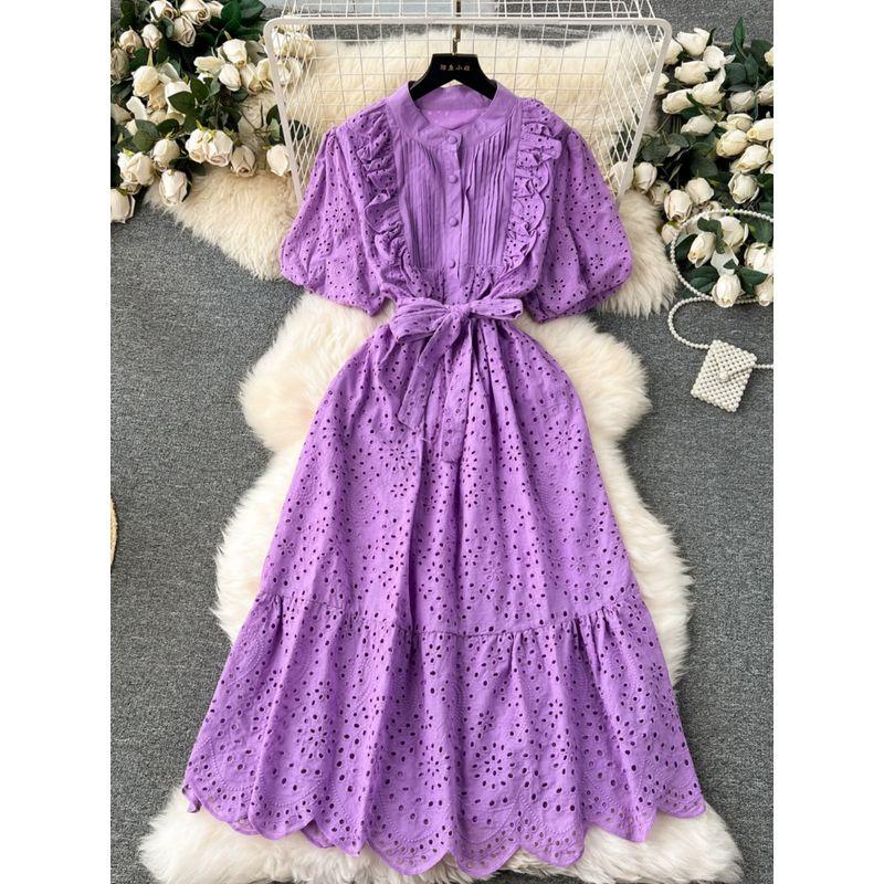 Age-Reducing Spring and Summer New Arrival Machine Embroidery Silm Dress