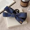 Leopard Print Bow Hair Claw Women Large Claw Clip Satin Solid Color HairClip Denim HairAccessories