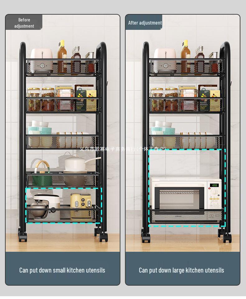 Multi-Layer Kitchen and Bathroom Storage Trolley with Wheels