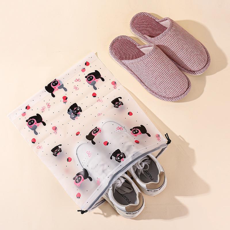 10Pcs Waterproof Drawstring Shoe Storage Bags With Cute Cartoon Prints Perfect For Travel Packing And Home Use