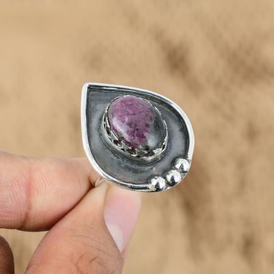 Mothers Day Sale 925 Silver Natural Ruby Zoisite Sister Multi Stone Wedding Ring