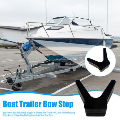 Boat Trailer Bow Stop Stable Support Y-Shaped Bow Frame with 2-Inch Roller Mounting Width 4-Inch V-Span Non-Marking Rust-Proof Boat Bow Stop