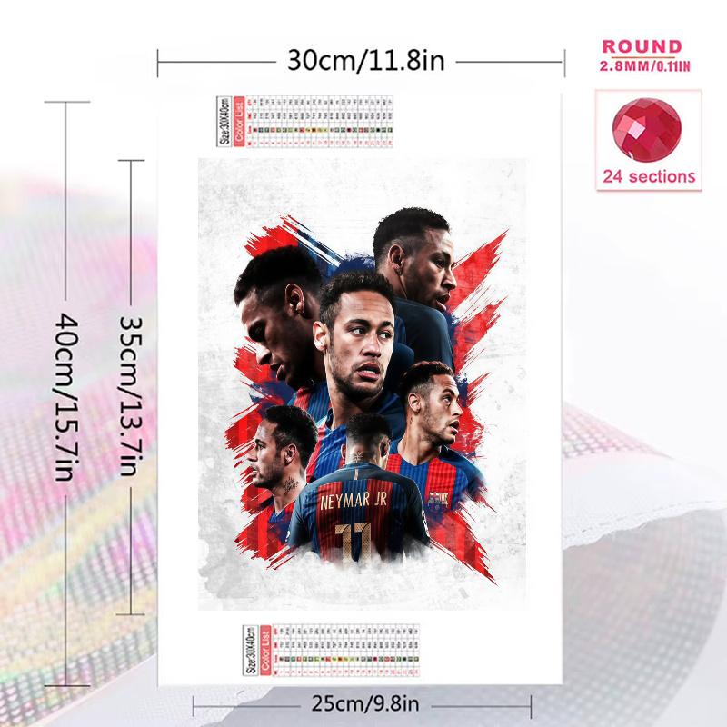 Neymar Pattern 3pcs 100% Round Full Drill 5D DIY Diamond Painting Embroidery Cross Stitch Rhinestone Décor
