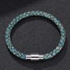 Vintage Men Women Green Leather Bracelet Charm Stainless Steel Buckle Bracelets & Bangles Jewelry Gift