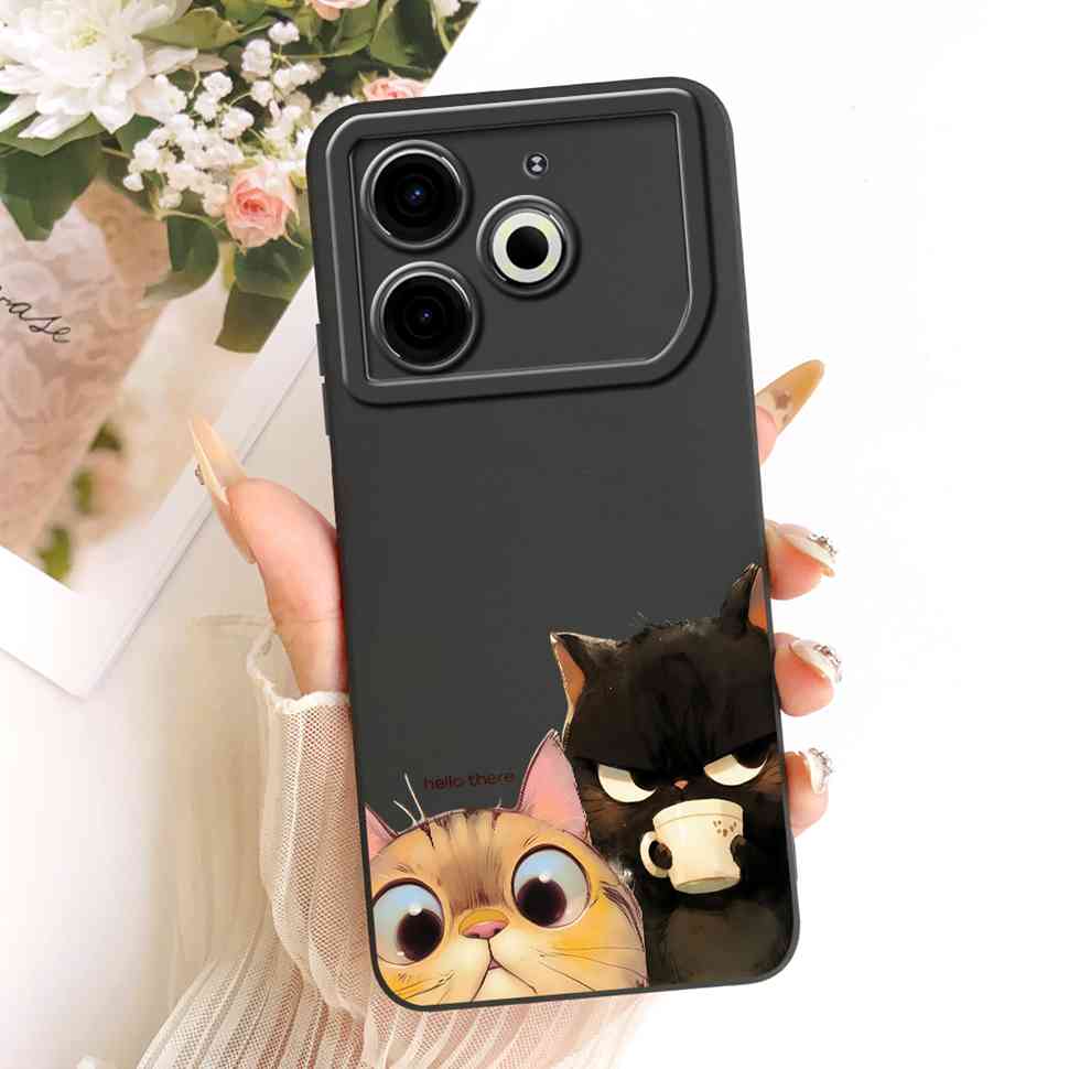 For Tecno Pova 6 Neo Case Pink Cherry Cartoon Silicone Phone Casing Tecno Pova6 Neo 6Neo LI6 Case Protection Back Cover