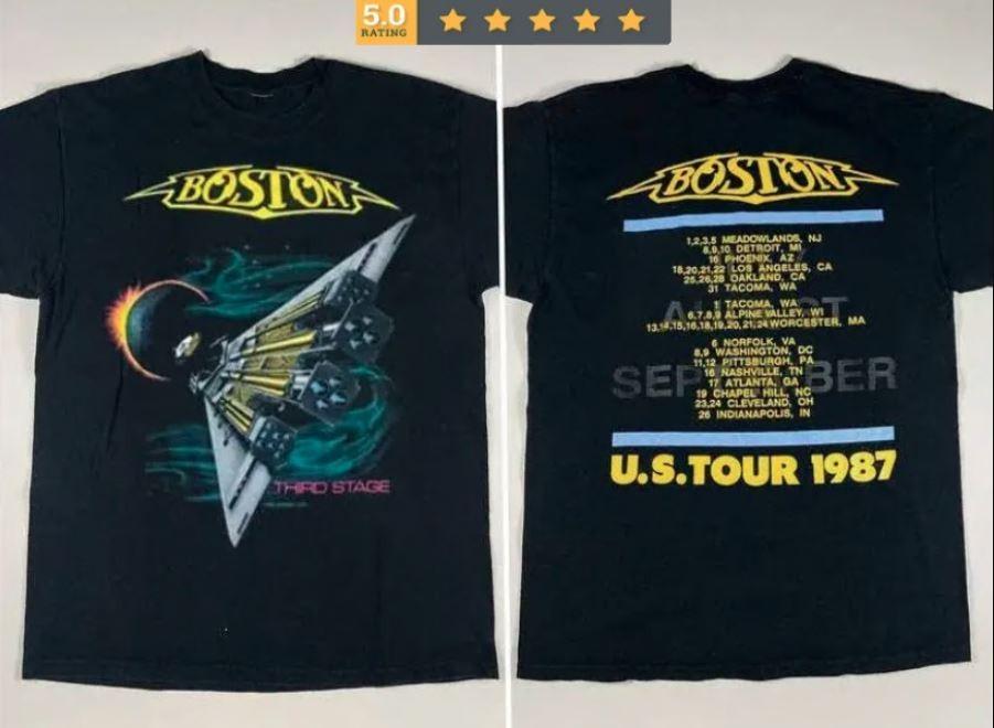 Boston Rock Band Concert Tour 1987 T-Shirt 2, Boston Tour Shirt, Boston Rock Ban XXXL