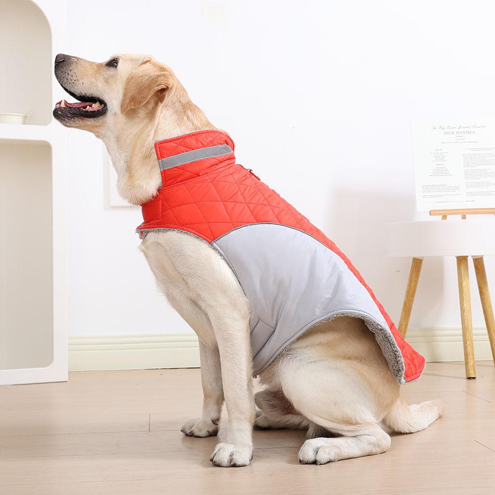 Winter Big Dog Jacket Reflective Waterproof Clothes For Medium Large Dogs Coat With High Collar Thicken Fleece Labrador Outfits
