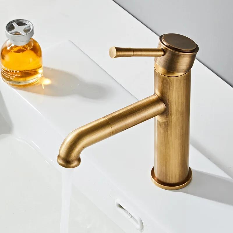 Antike Bronze Waschbecken Armaturen Badezimmer Armatur Heiß & Kalt Messing Badezimmer Waschbecken Armatur Drehbar Lavotory Armatur Mischbatterie Wasser