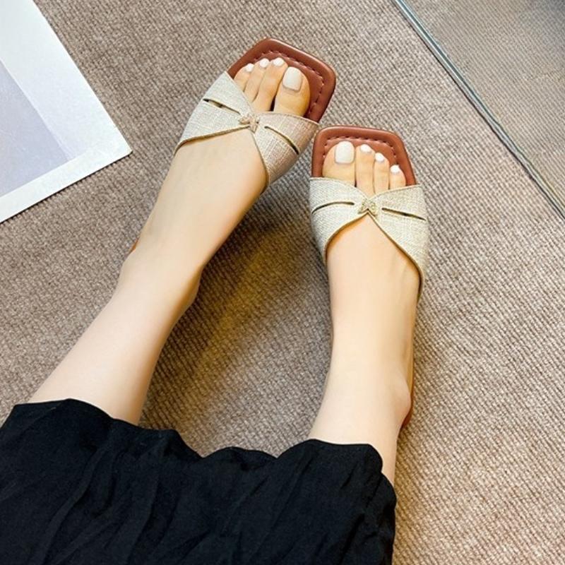 

Fashion New Women Slippers Summer Fashion Sandals Thick Sole Solid Color Slippers Party Party Women Beach Sandals Slides Women 35 бежевый