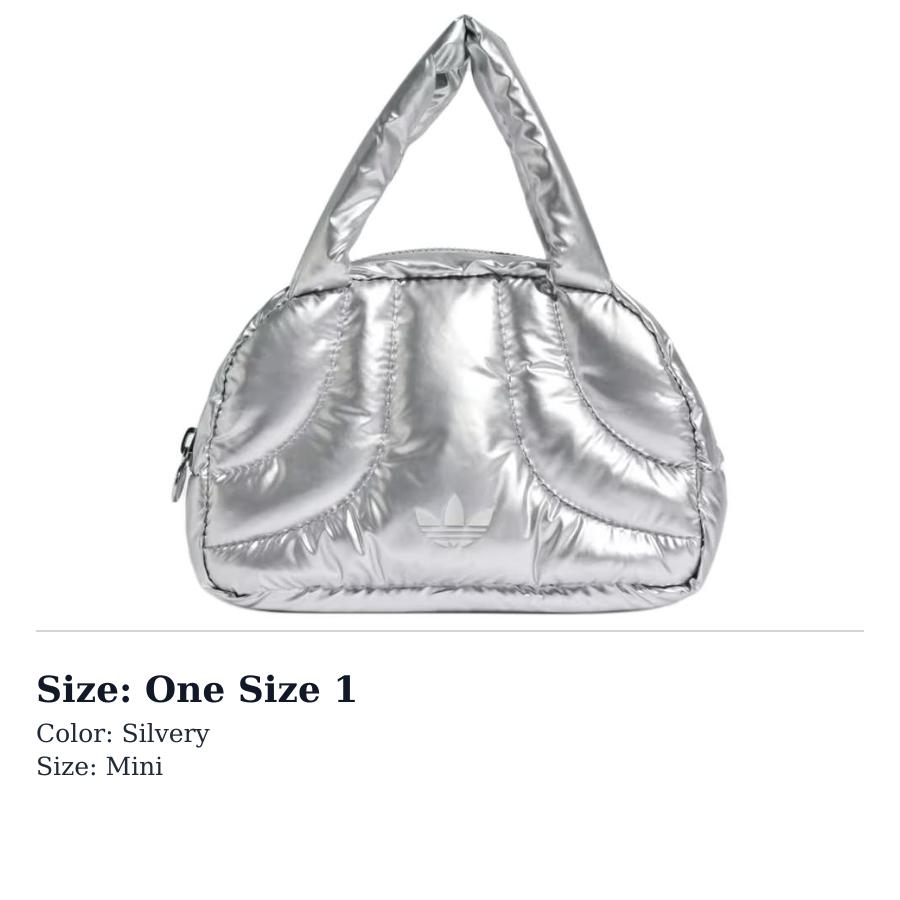 Adidas Originals Polyurethane Bowling Bag, Handbag Mini Womens Silver JD1337 One Size 1
