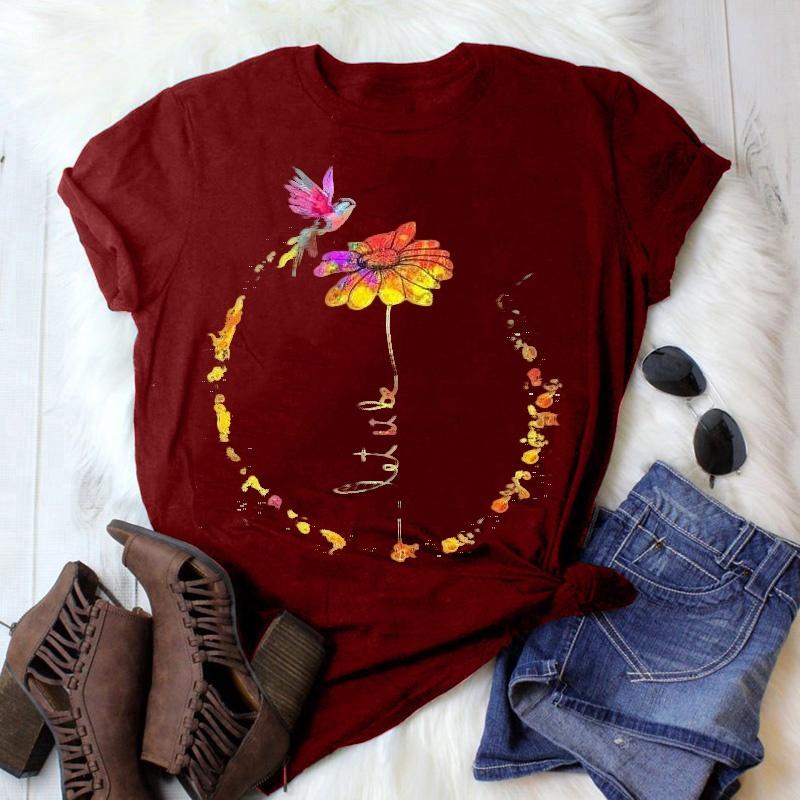 Women Fashion Short Sleeve Summer Shirt Casual Graphic Print Tops Original Let It Be T-Shirt for Female Girls Plus Size