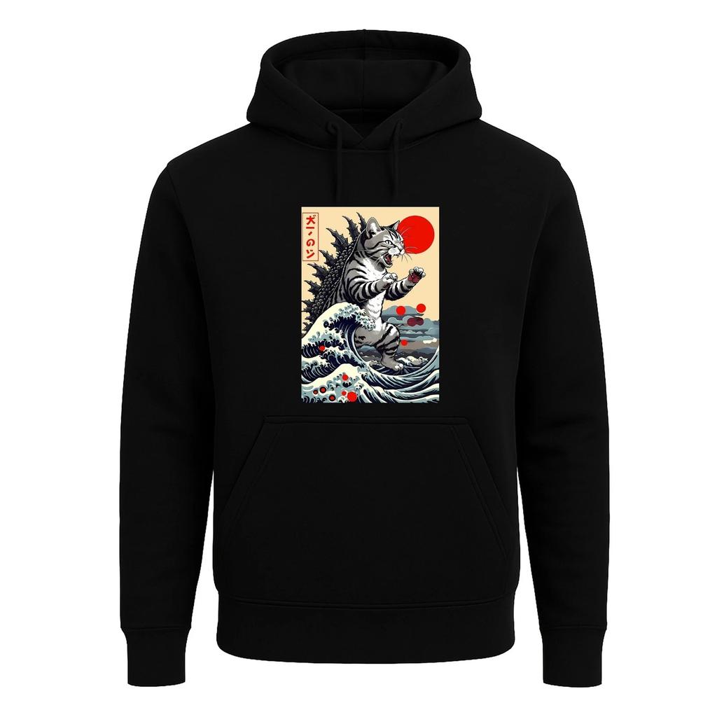 Catzilla Cat Japanese Action Cat Hoody Sweatshirt Mens Hood Funny Hoodie