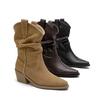 Classic casual women's boots 2024 spring and autumn fashionable mid length knight boots pointed thick high-heeled short boots