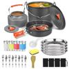 Tetera de Camping para Exteriores de 1.6L y Juego de Utensilios de Cocina Apilables con Olla Colgante y Plato Profundo