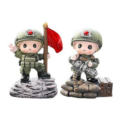 Car Dashboard Decoration 2Pcs Resin Room Decor Statues Soldier Art Sculpture Collectible Figurine For Car Bedroom Living Room