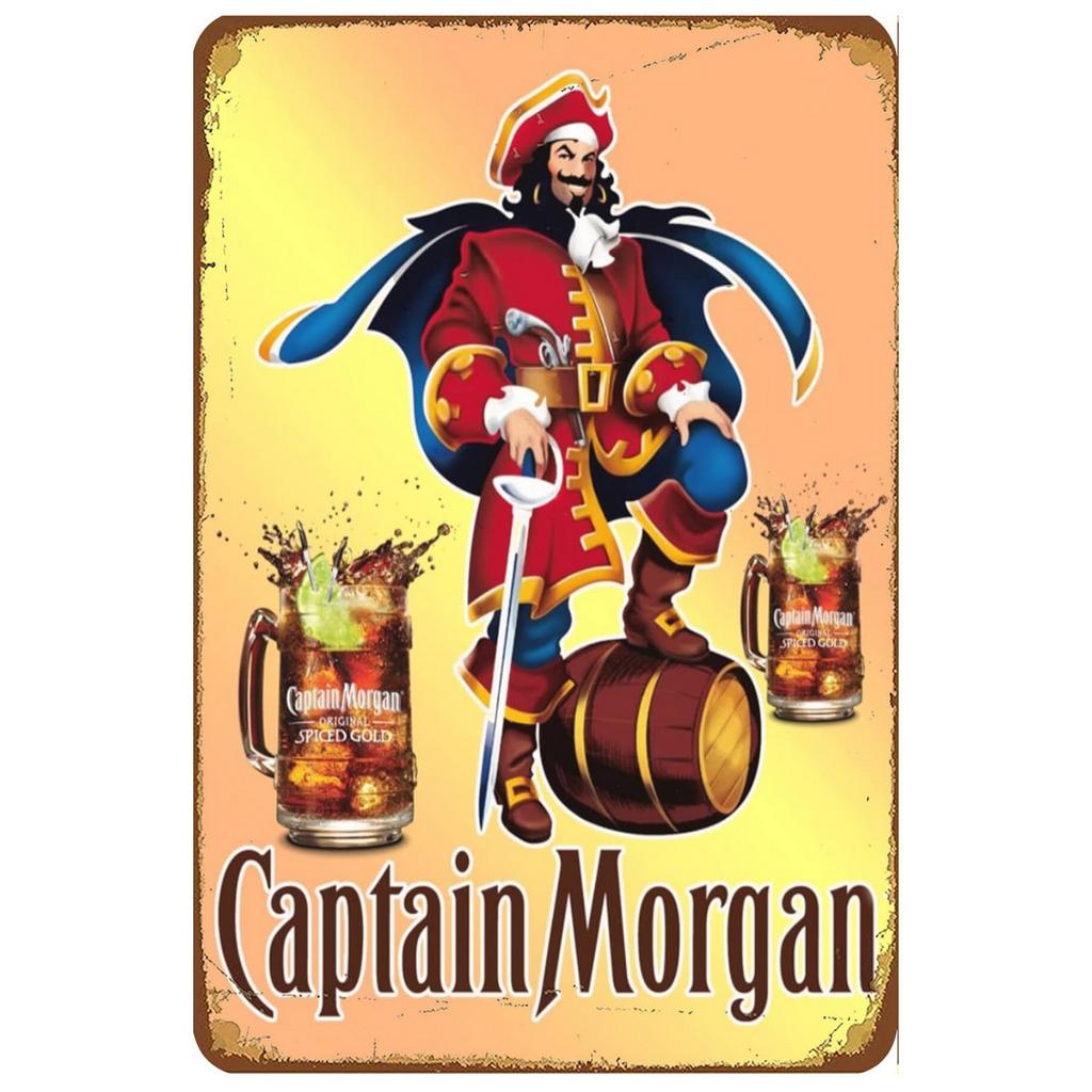 Segni Metallici in Latta Birre Captain Morgan Poster da Parete Targhe Segno Decorazione Pittura in Ferro Vintage per Garage Caffetteria Man Cave Club Bar