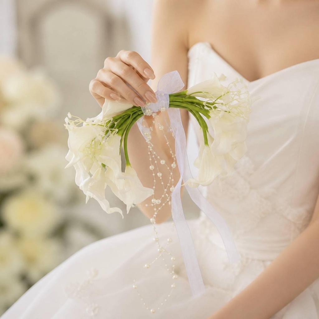 Handmade Bridal Floral Bouquet Photo-Ready Corsage Wristlet Fade-Resistant