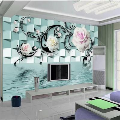 Large Wallpaper 3d Rose Geometric Mural Simple Tv Background Wall Papers Home Decor