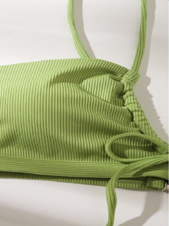 European & American Women's Sexy Tie-up Bikini - Solid Color Two-Piece Swimsuit