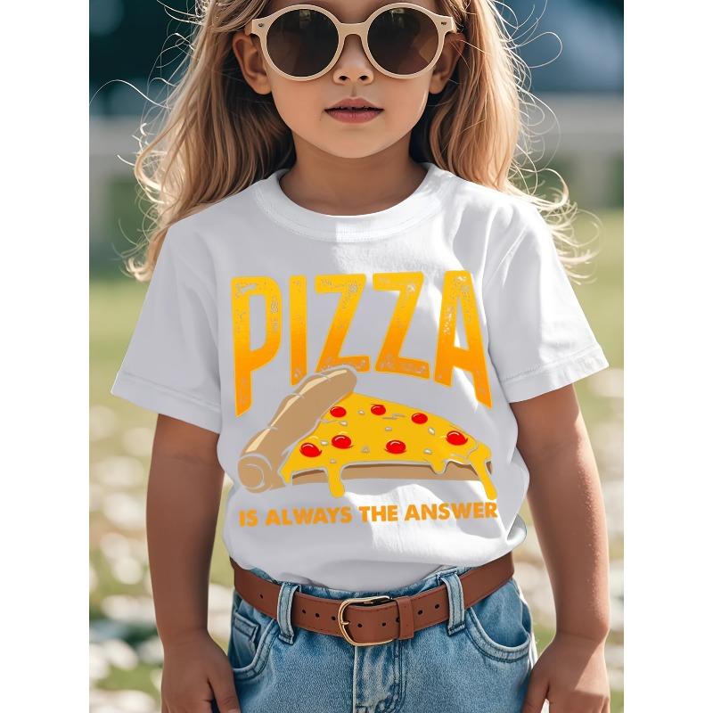 European sizes Funny Pizza Lover Saying T-Shirt for - "PIZZA IS THE ANSWER" Graphic Tee with Pizza Slice Design, Short Sleeve Round Neck Casual Top