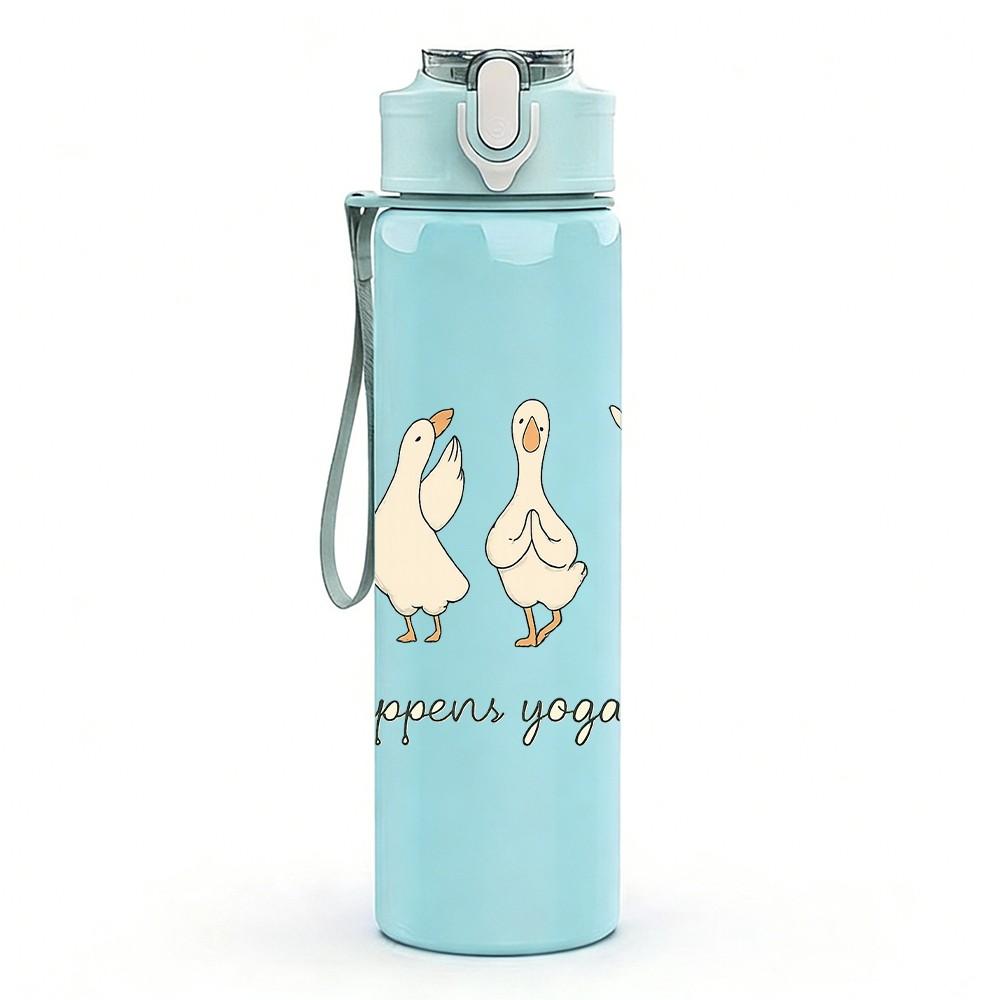 1PC Life Happens Duck Group 750ml Color Plastic Sports Water Bottle Leakproof Flip Straw Lid Suitable for Sports Office Home Use
