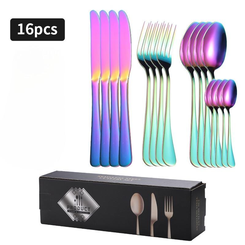 1010 Knives Forks and Spoons Tableware 16-piece Set Western Food Simple Steak Knives Forks and Spoons Gift Box Set