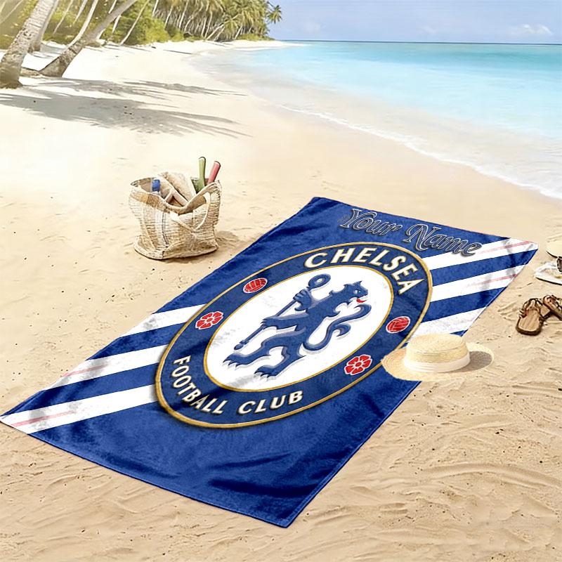 Chelsea F Custom Name Print Beach Towel, Large Soft Quick Dry Towel for Beach Camping Swimming