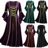 Classic Square Collar High-Waist Lightweight Medieval Cosplay Halloween Maxi Dress Costume
