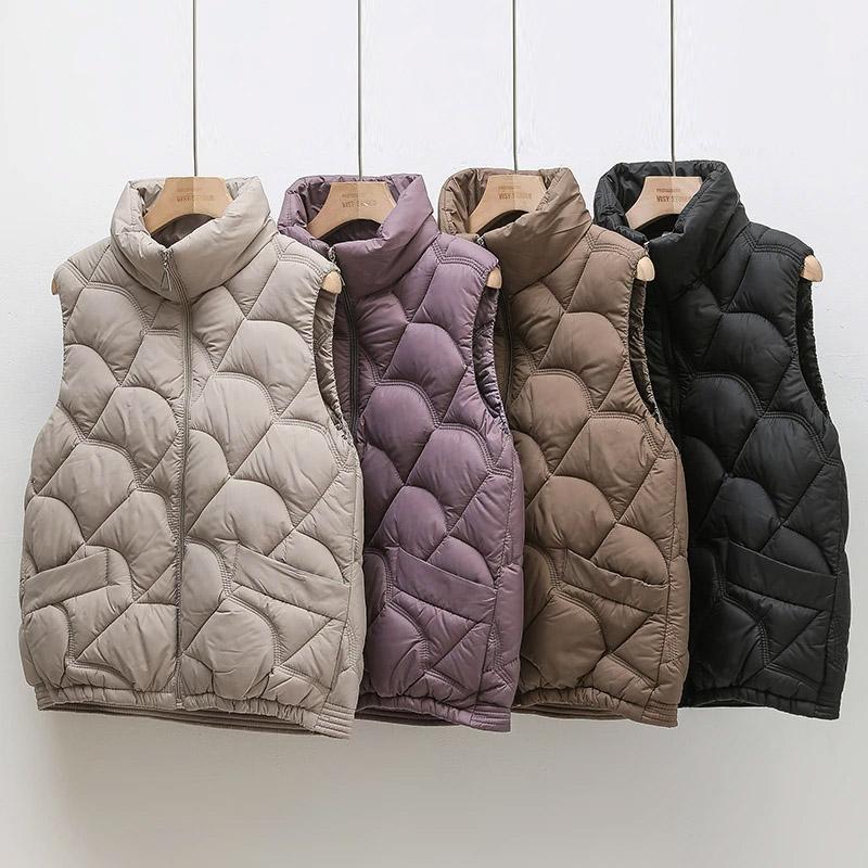 Chaleco para Mujer Algodón Invierno Tops sin Mangas Acolchado Color Sólido Chaleco Sobredimensionado Engrosado Casual Chaleco de Plumón