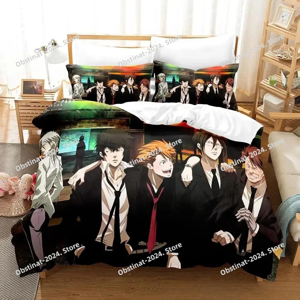 New Psycho Pass Bedding Set Printed Duvet Cover Sheet Pillowcase Soft Quilt Cover Full Queen King Size Anime parure de lit Bed